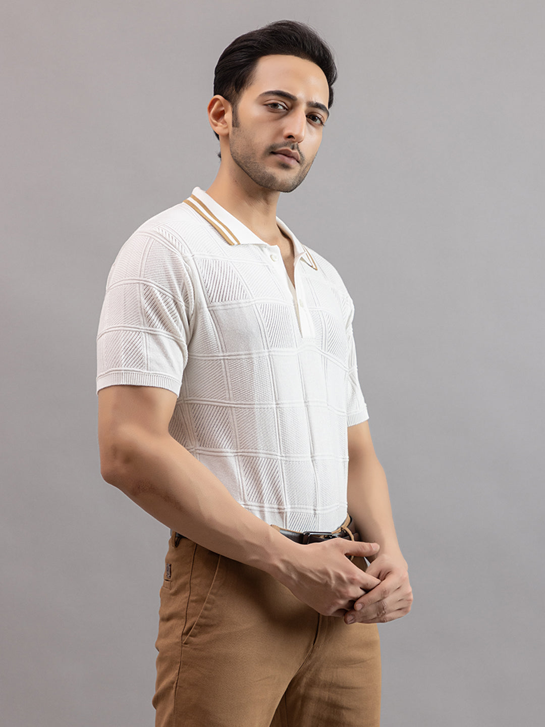 RELAXED REVERSE FINE KNIT POLO