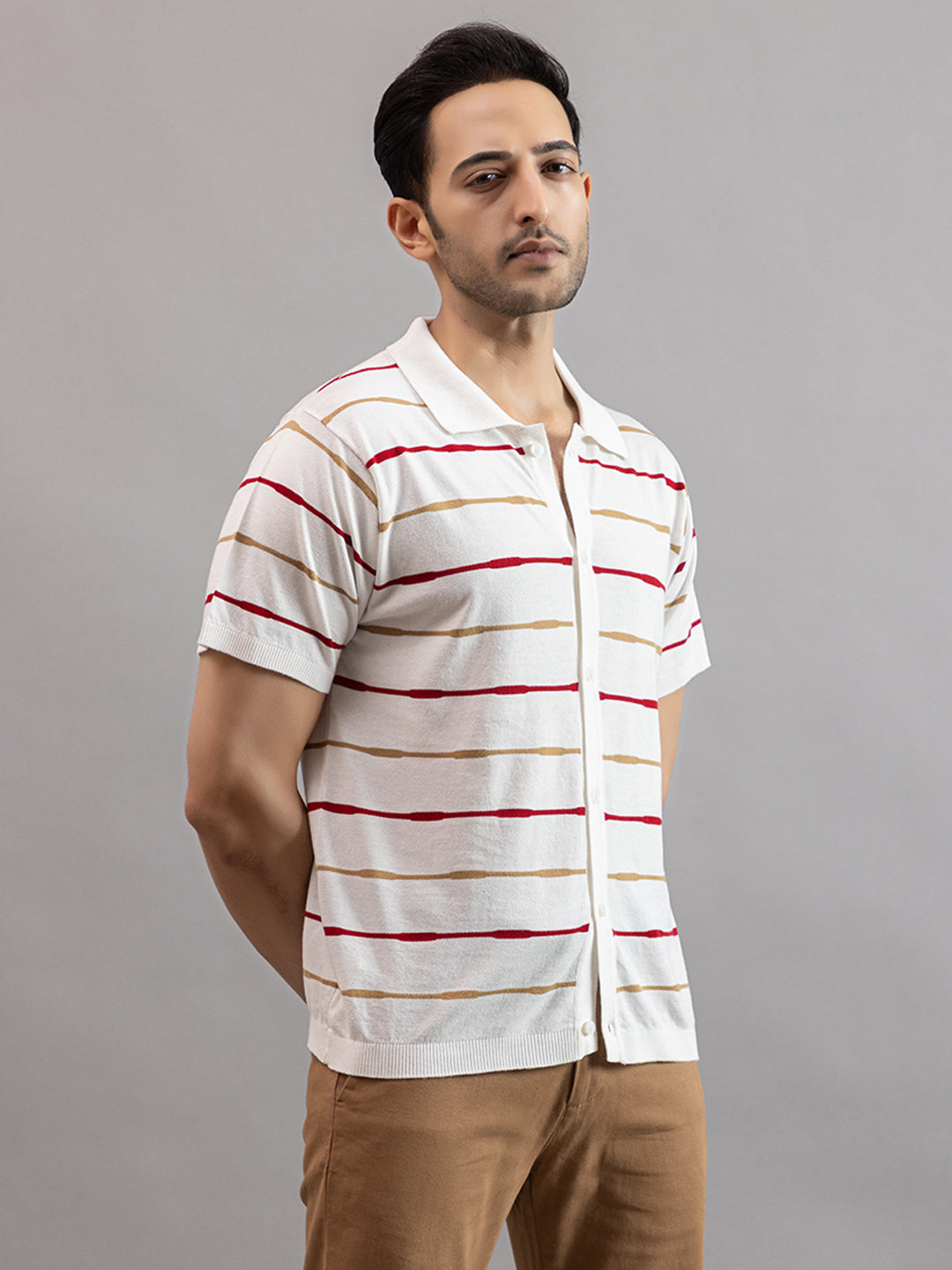 Homme fine knit stripe shirt