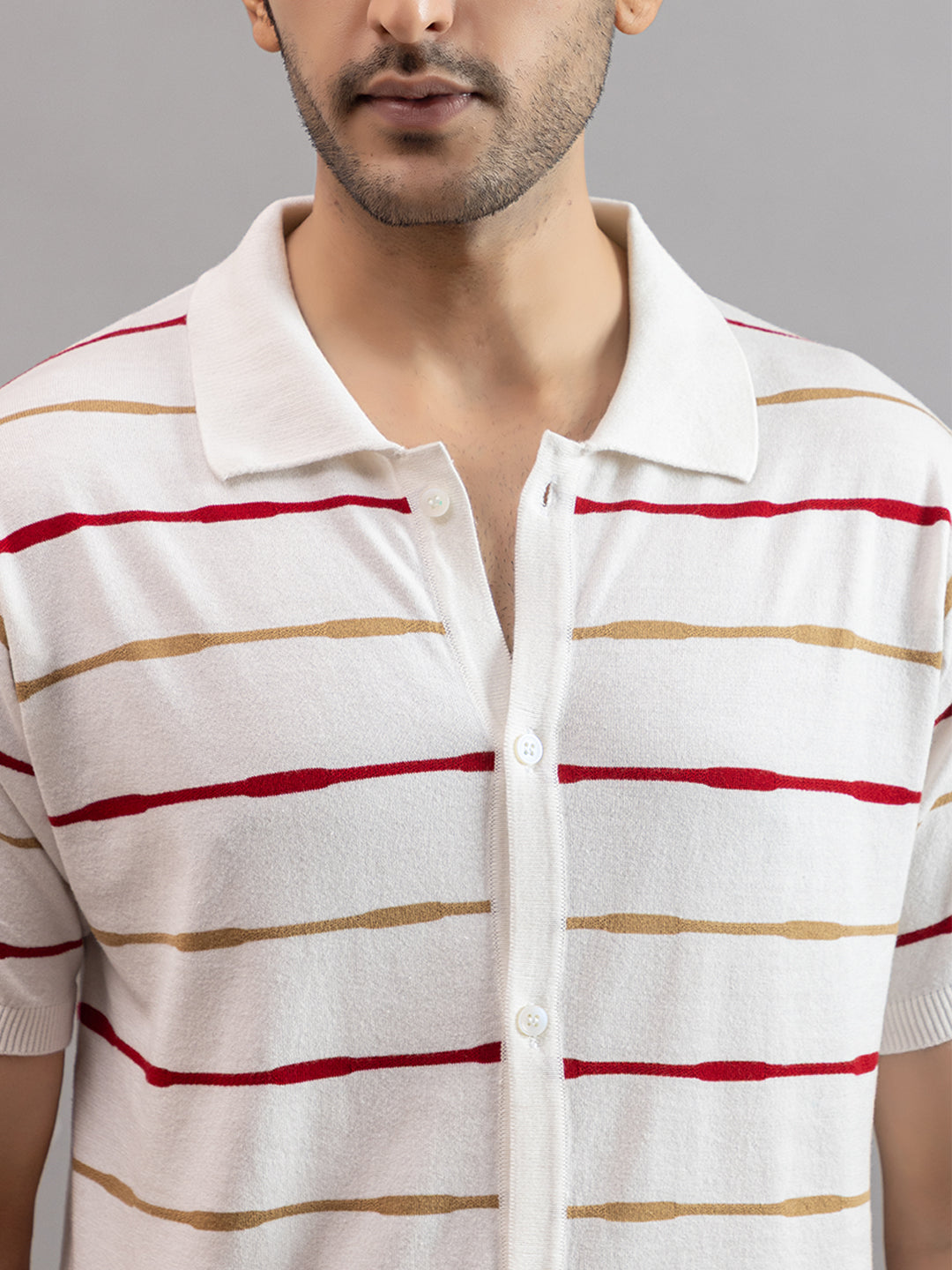 Homme fine knit stripe shirt
