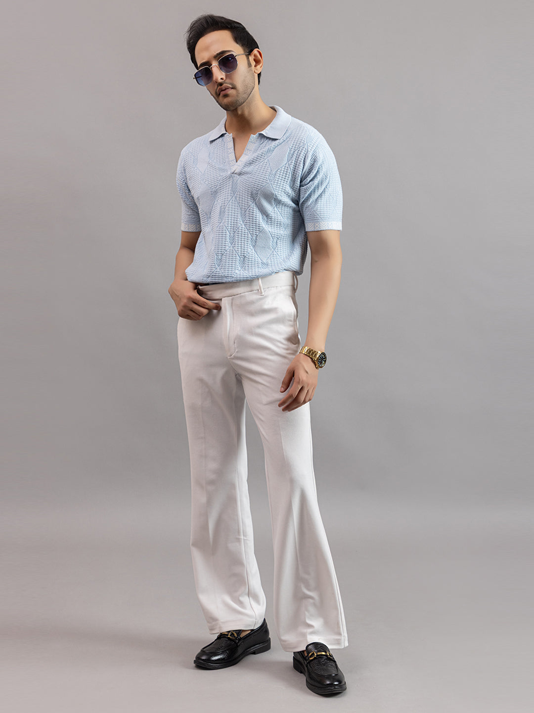 DIAMOND TEXTURED FINE KNIT POLO
