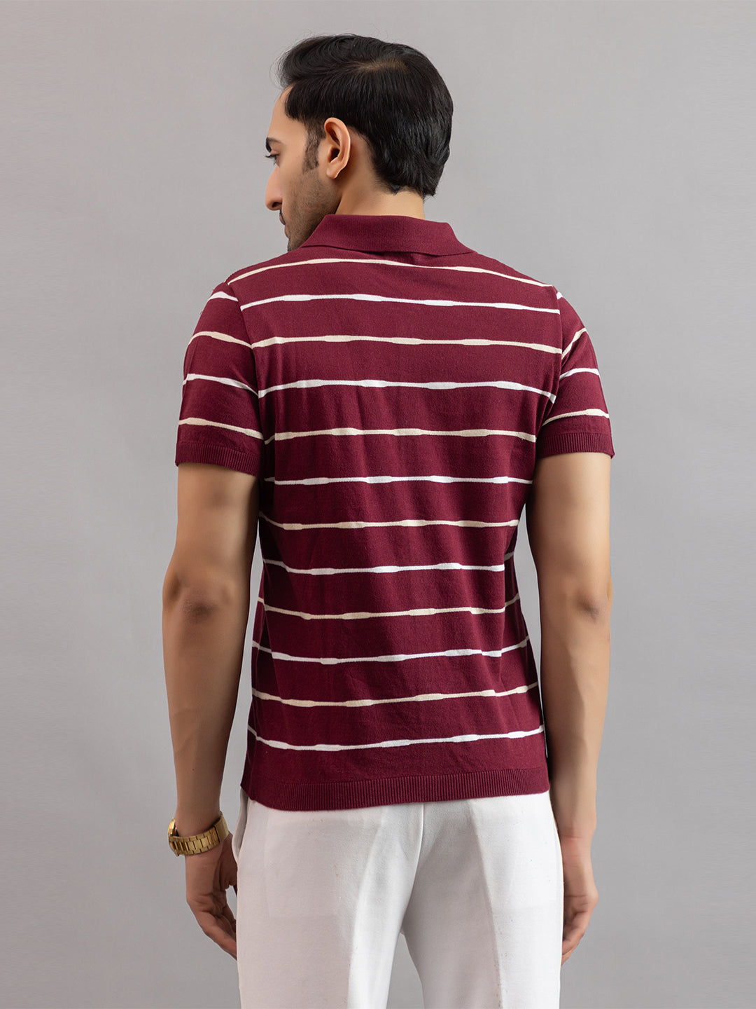 Homme fine knit stripe shirt