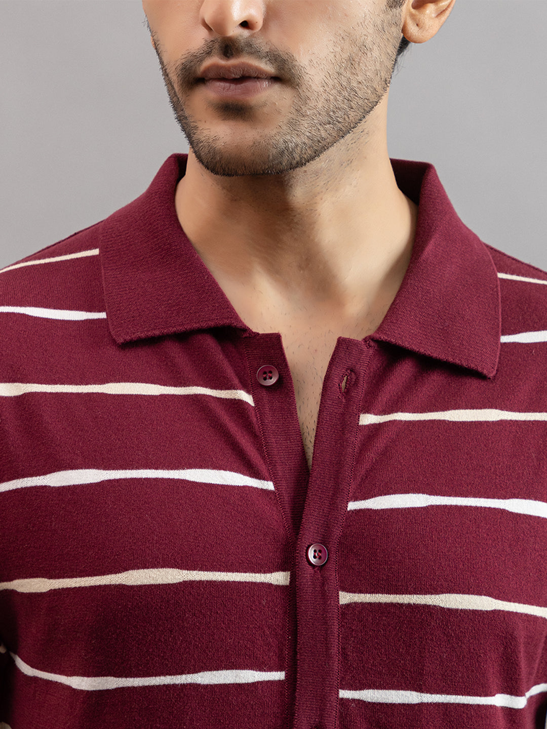 Homme fine knit stripe shirt