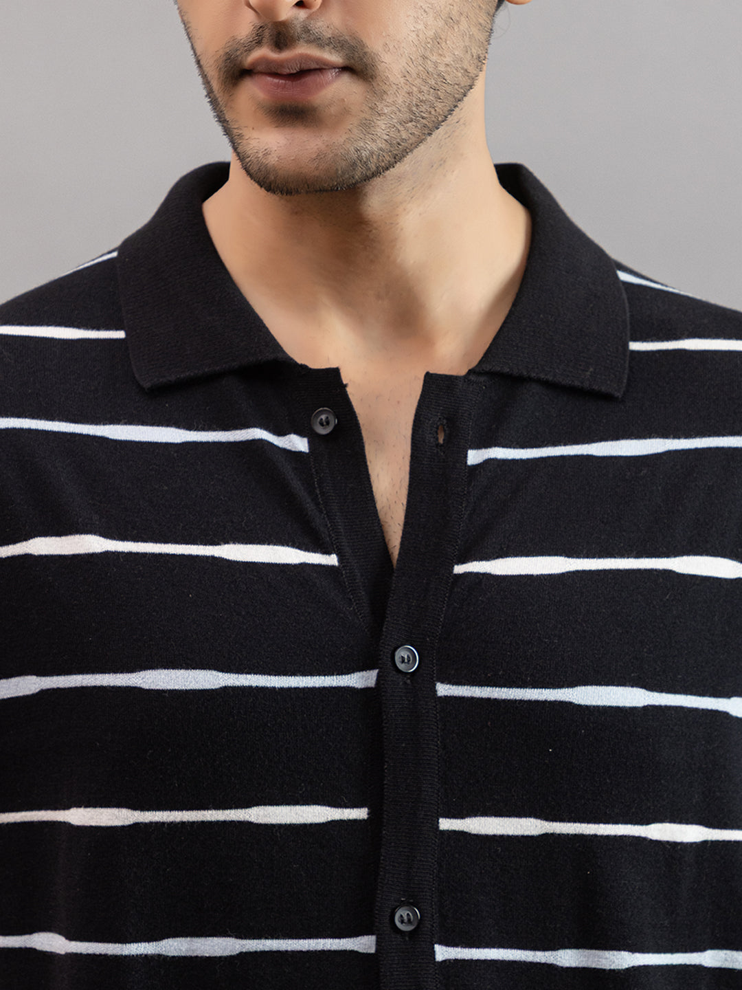 Homme fine knit stripe shirt