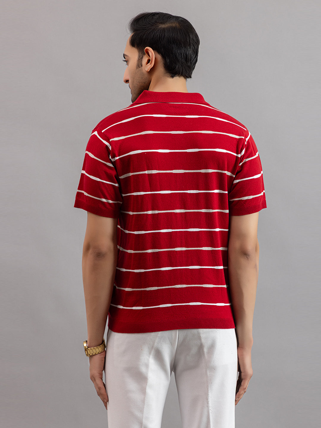 Homme fine knit stripe shirt