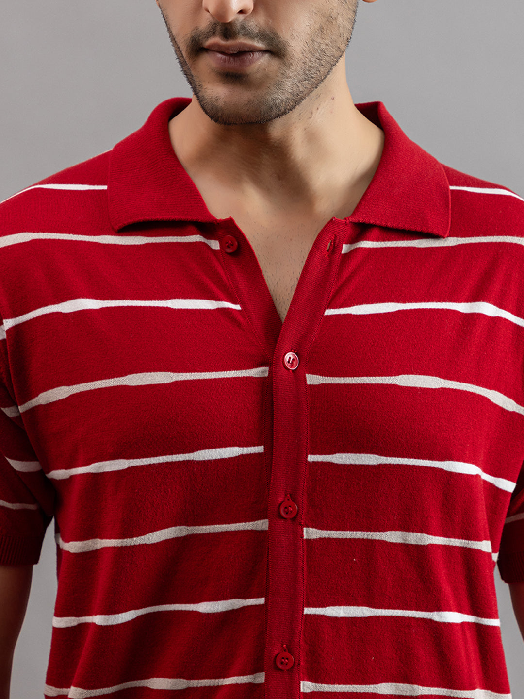 Homme fine knit stripe shirt