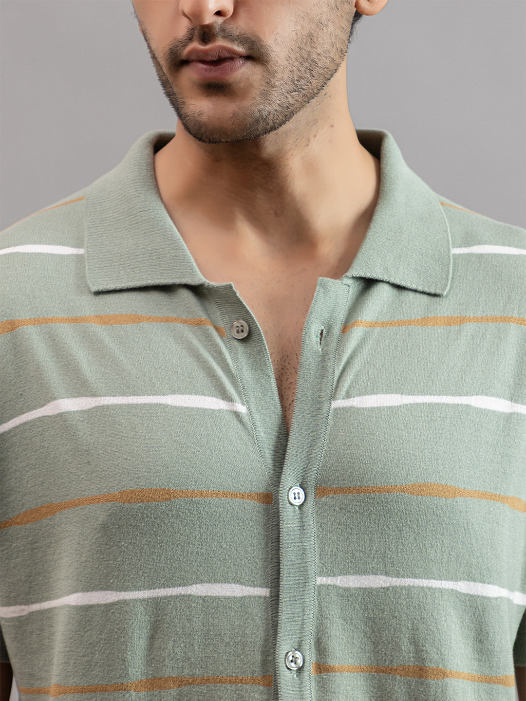 Homme fine knit stripe shirt