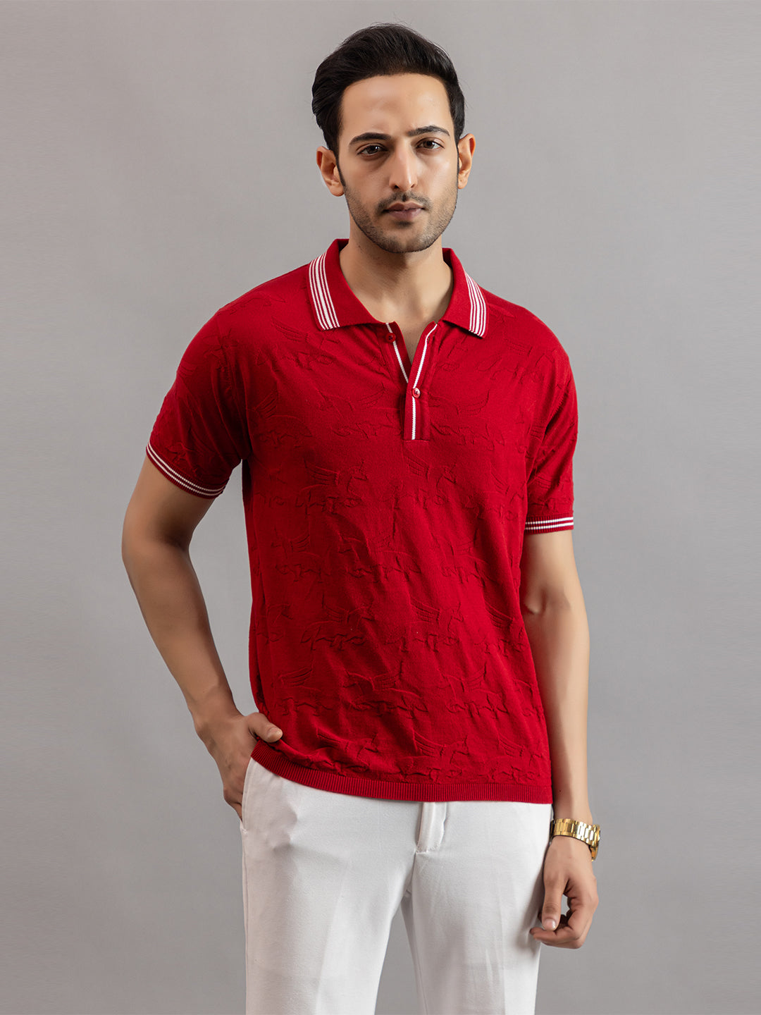 TEXTURED MUSTANG FINE KNIT POLO