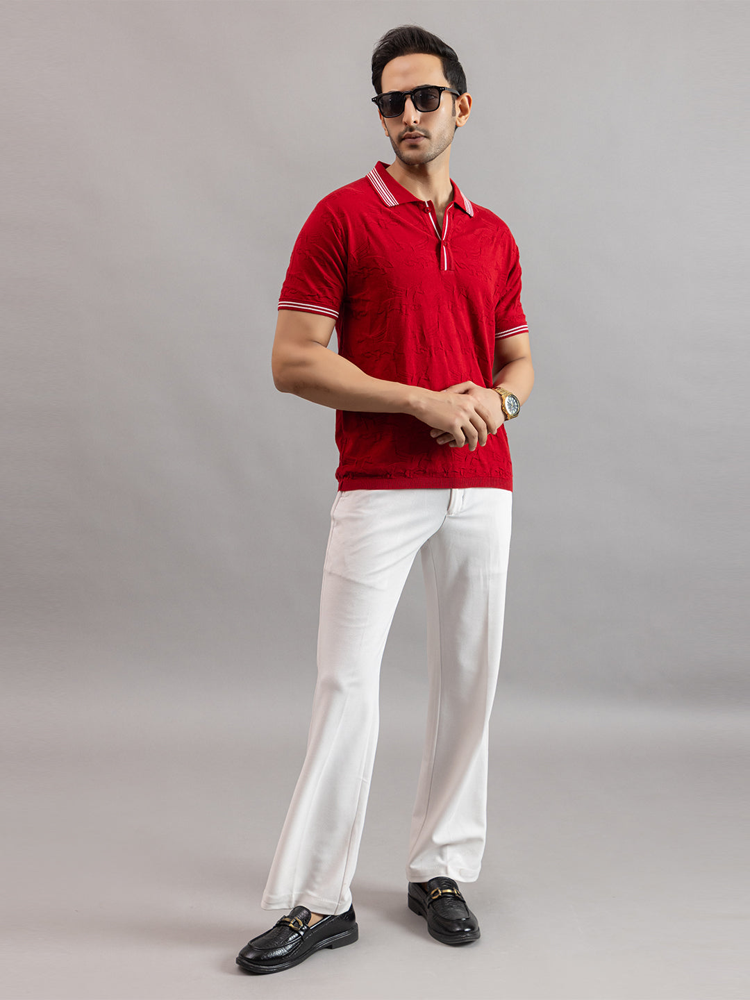 TEXTURED MUSTANG FINE KNIT POLO