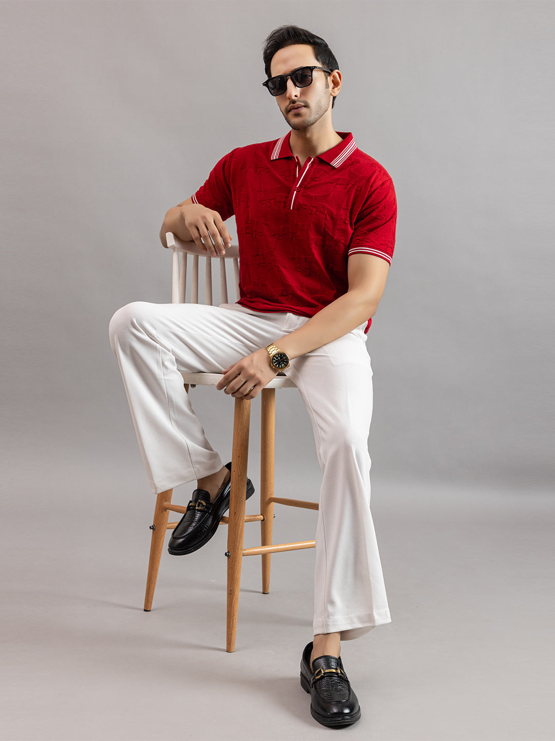 TEXTURED MUSTANG FINE KNIT POLO
