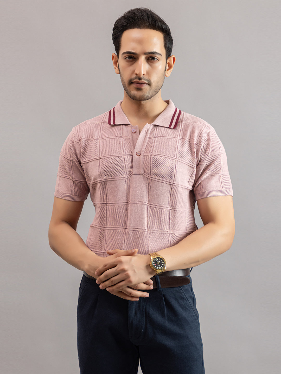 RELAXED REVERSE FINE KNIT POLO