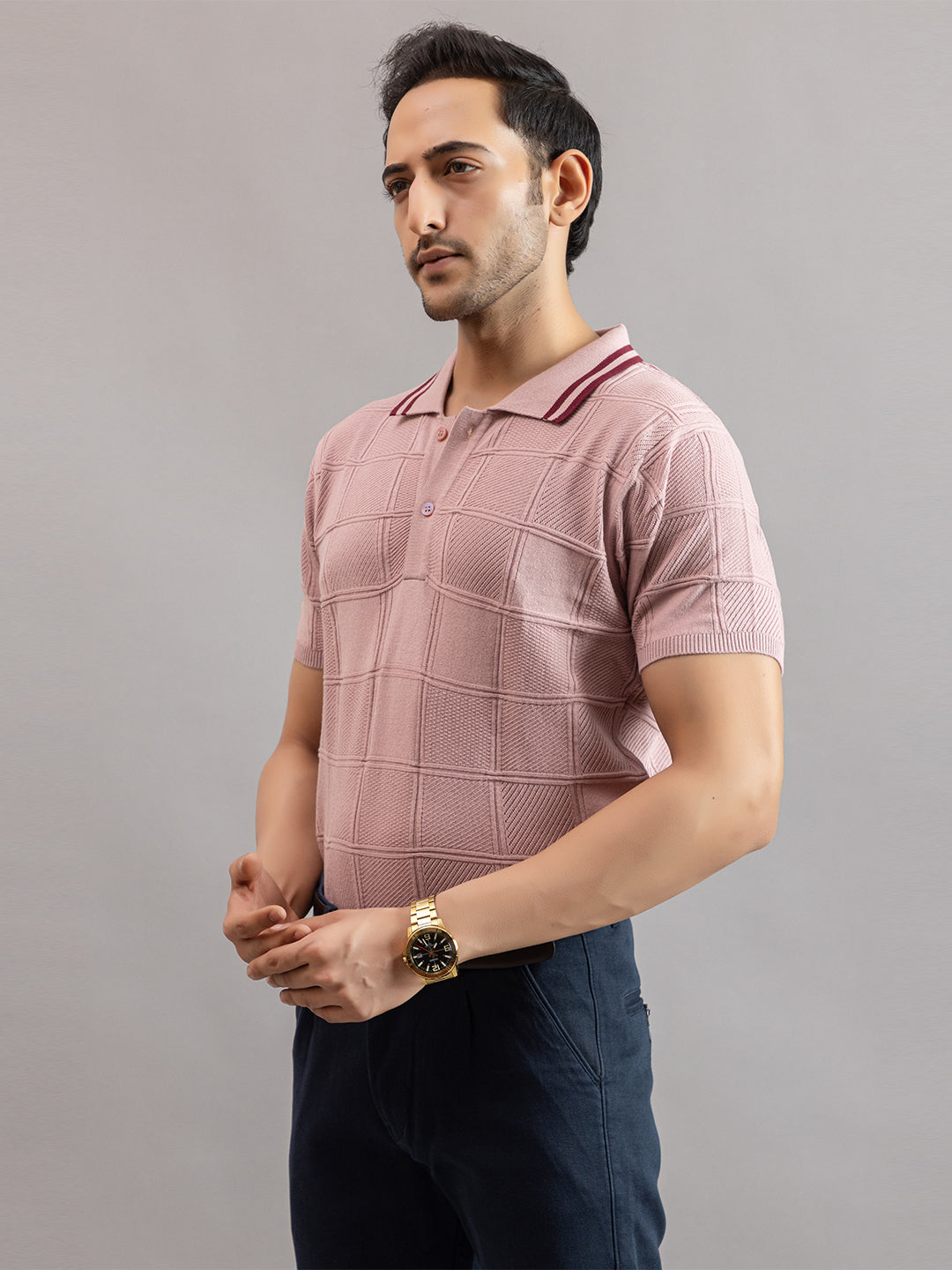 RELAXED REVERSE FINE KNIT POLO