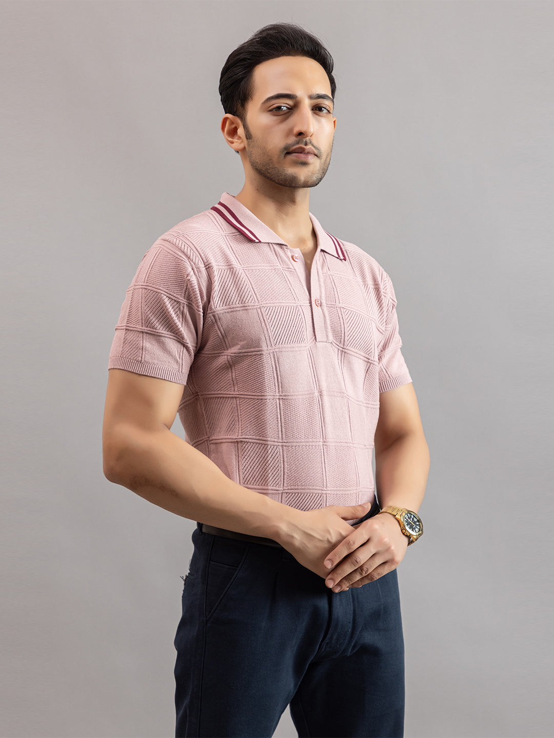 RELAXED REVERSE FINE KNIT POLO
