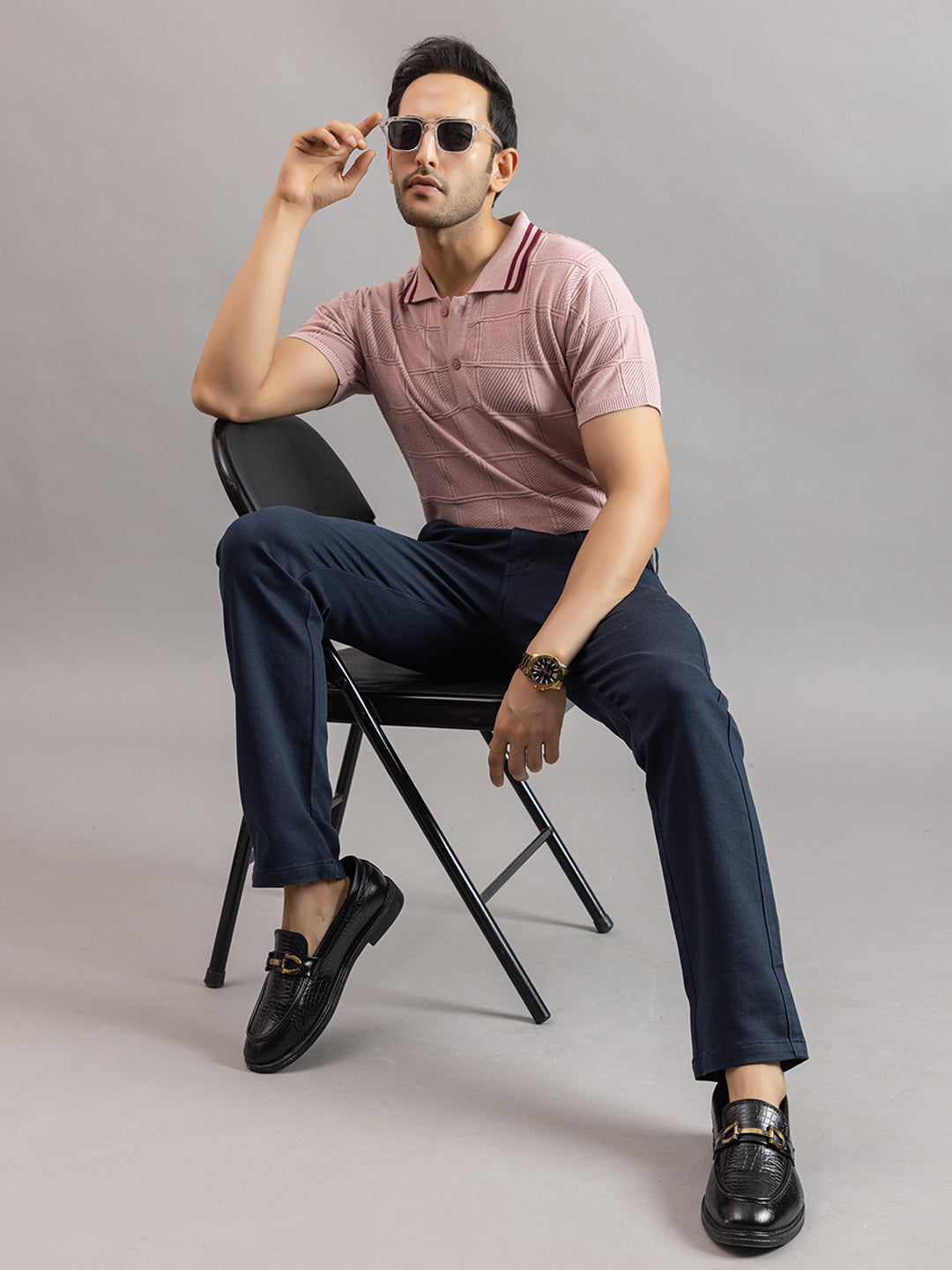 RELAXED REVERSE FINE KNIT POLO