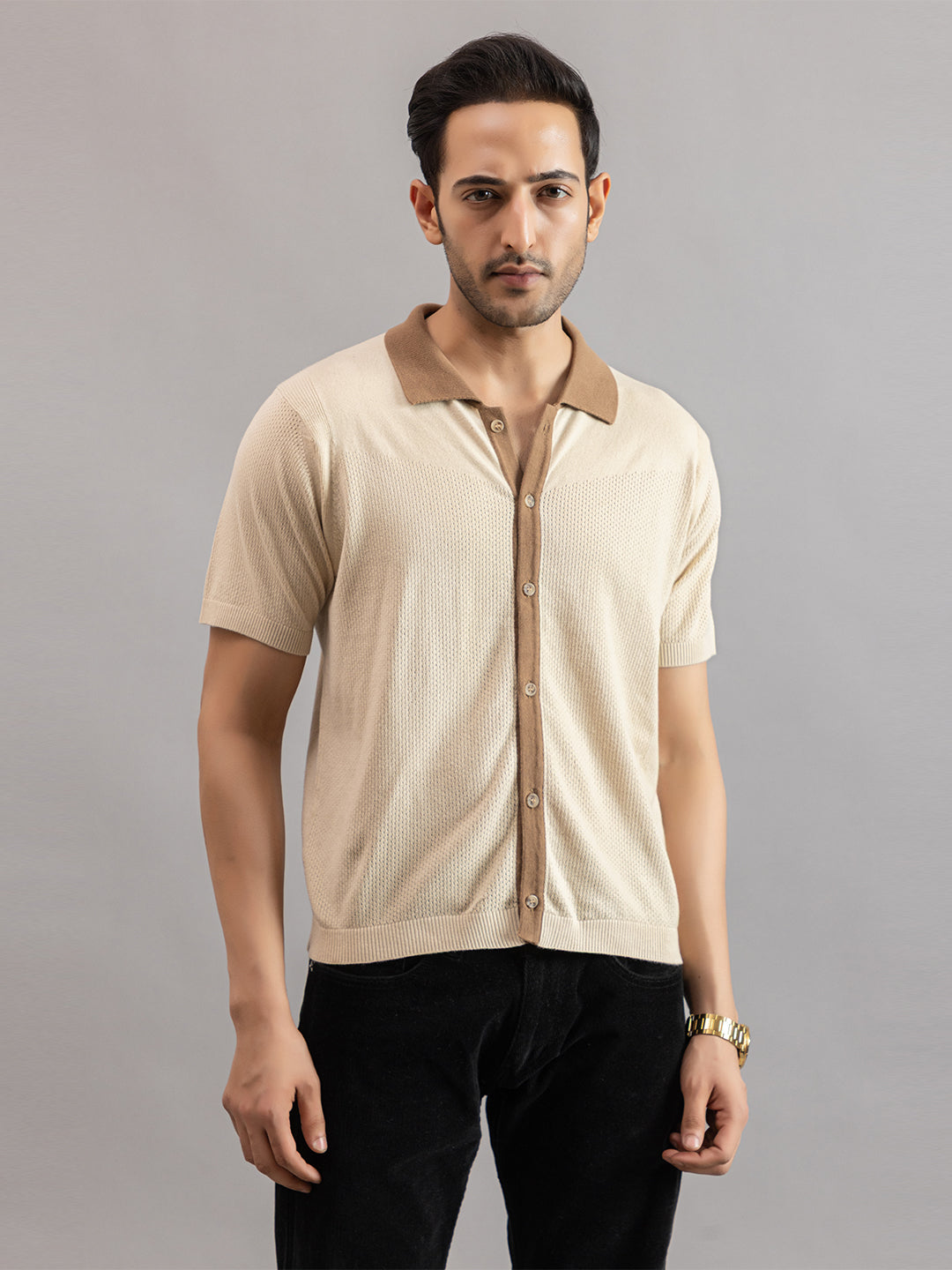 RELAXED REVERSE KNIT SHIRT