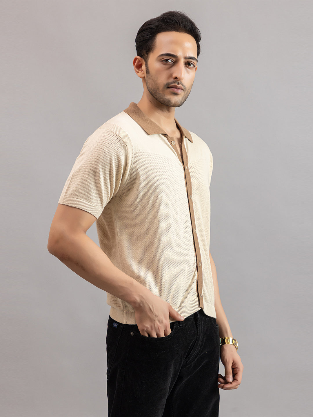 RELAXED REVERSE KNIT SHIRT