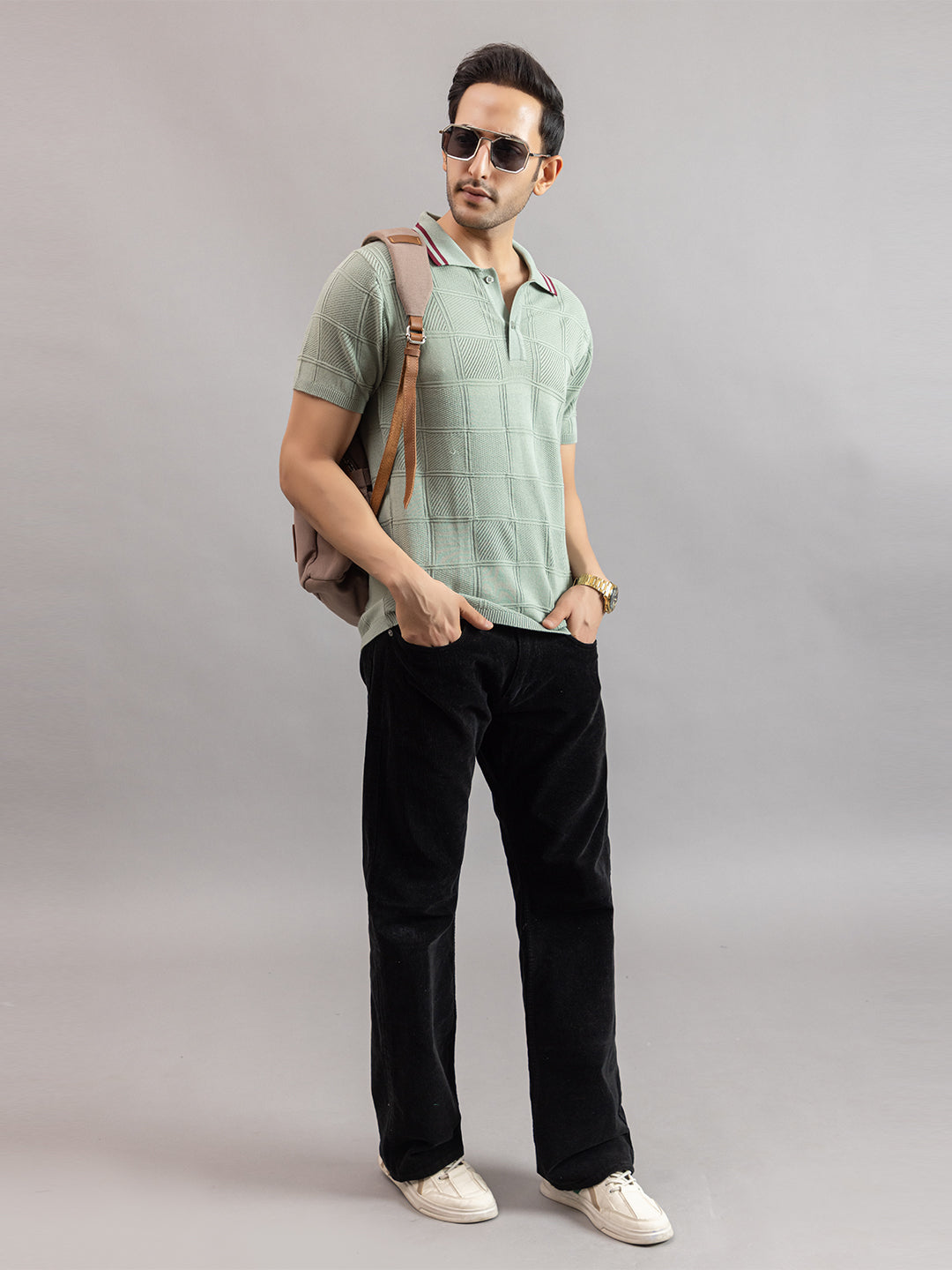 RELAXED REVERSE FINE KNIT POLO