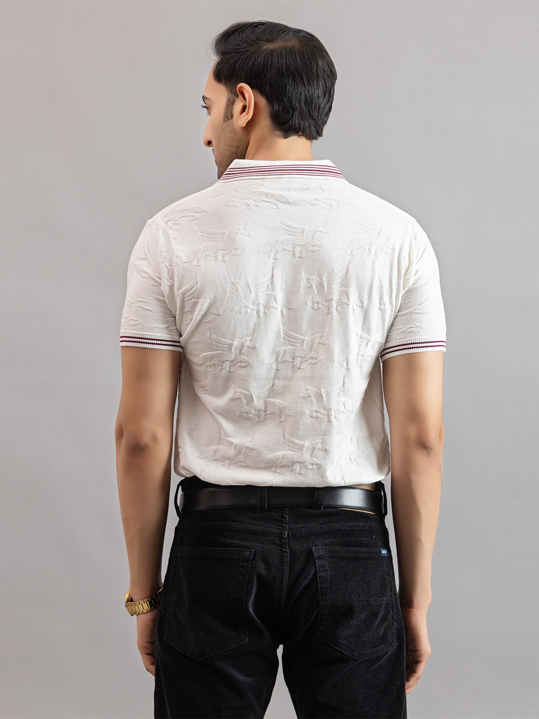 TEXTURED MUSTANG FINE KNIT POLO