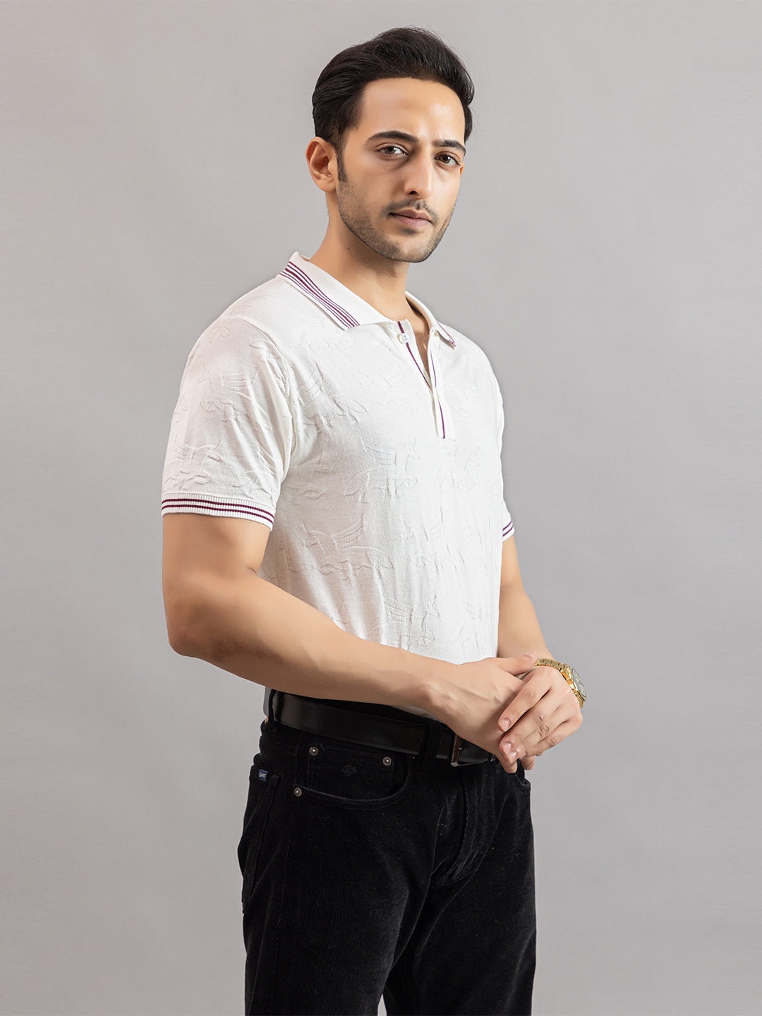 TEXTURED MUSTANG FINE KNIT POLO