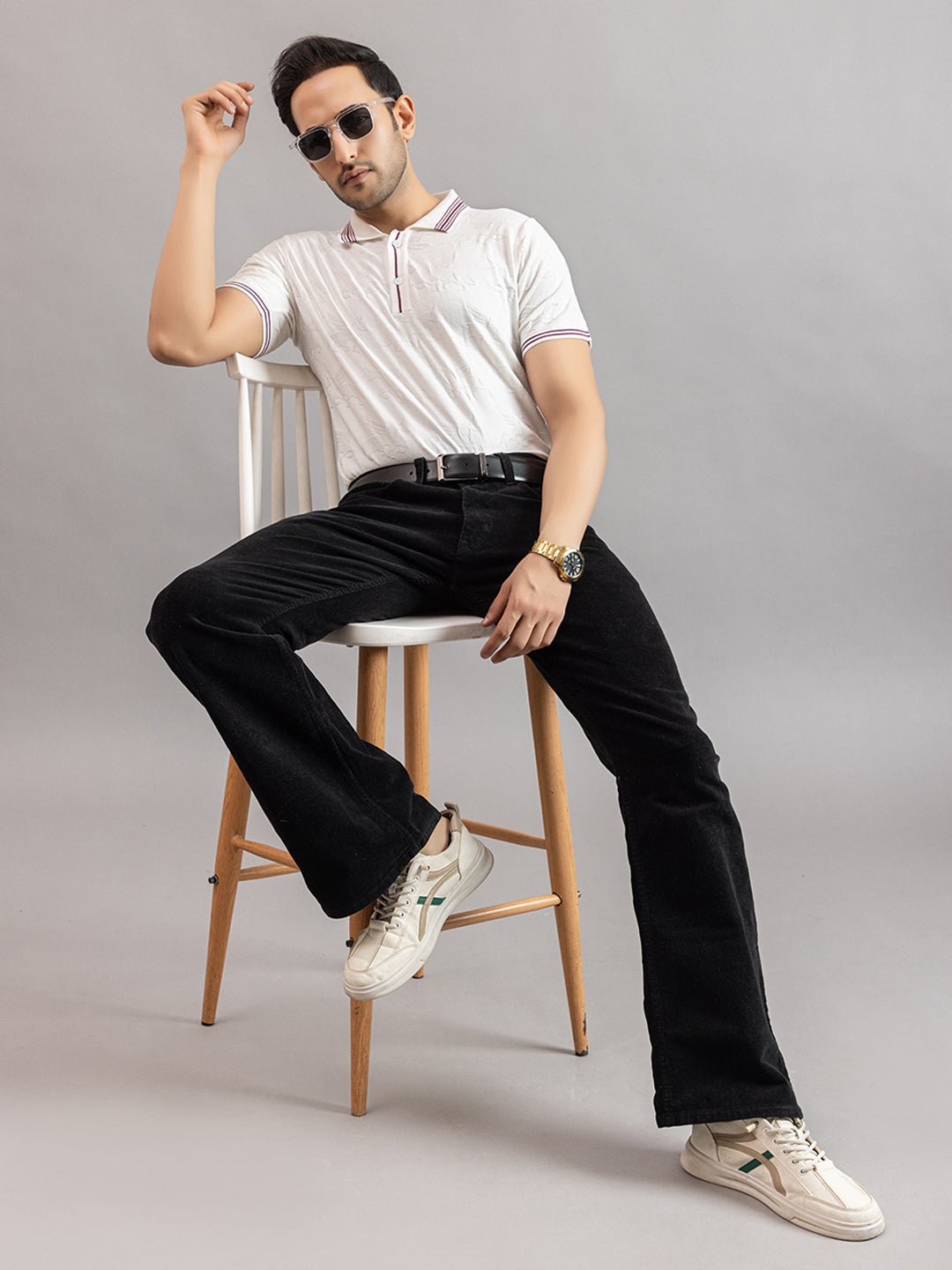 TEXTURED MUSTANG FINE KNIT POLO