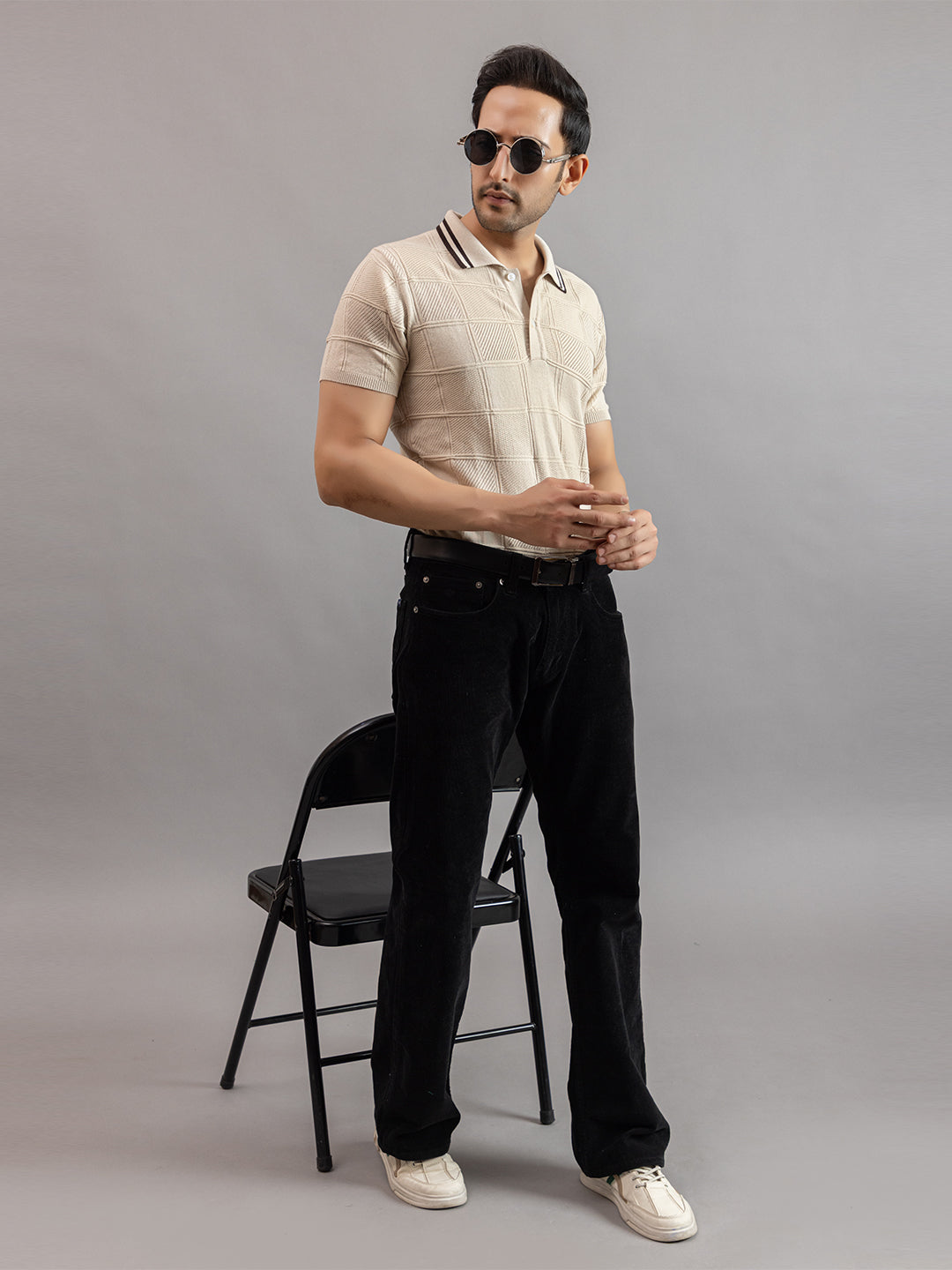 RELAXED REVERSE FINE KNIT POLO