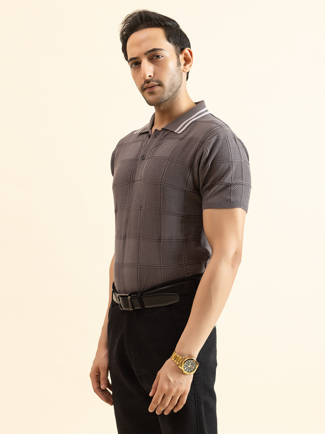 RELAXED REVERSE FINE KNIT POLO