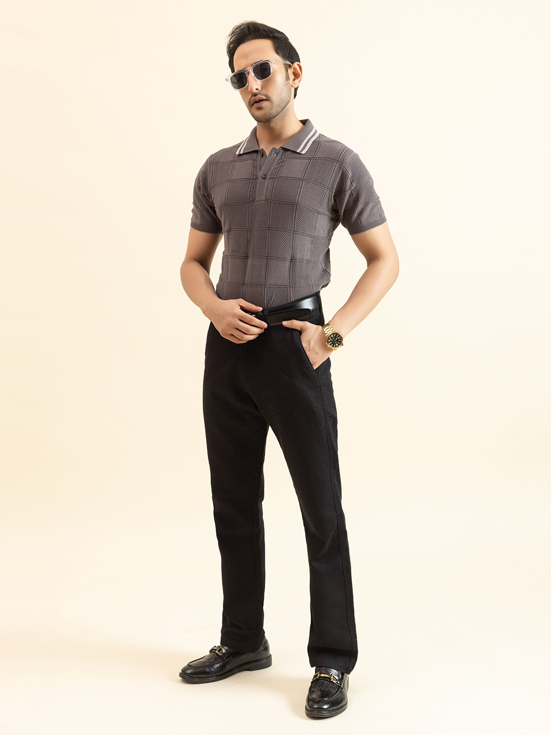 RELAXED REVERSE FINE KNIT POLO