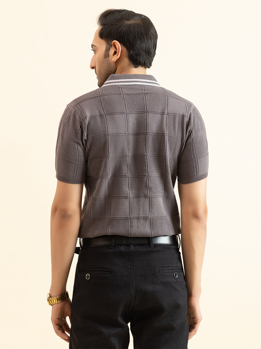 RELAXED REVERSE FINE KNIT POLO