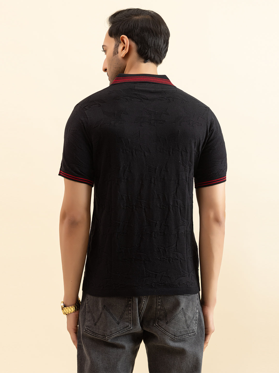TEXTURED MUSTANG FINE KNIT POLO