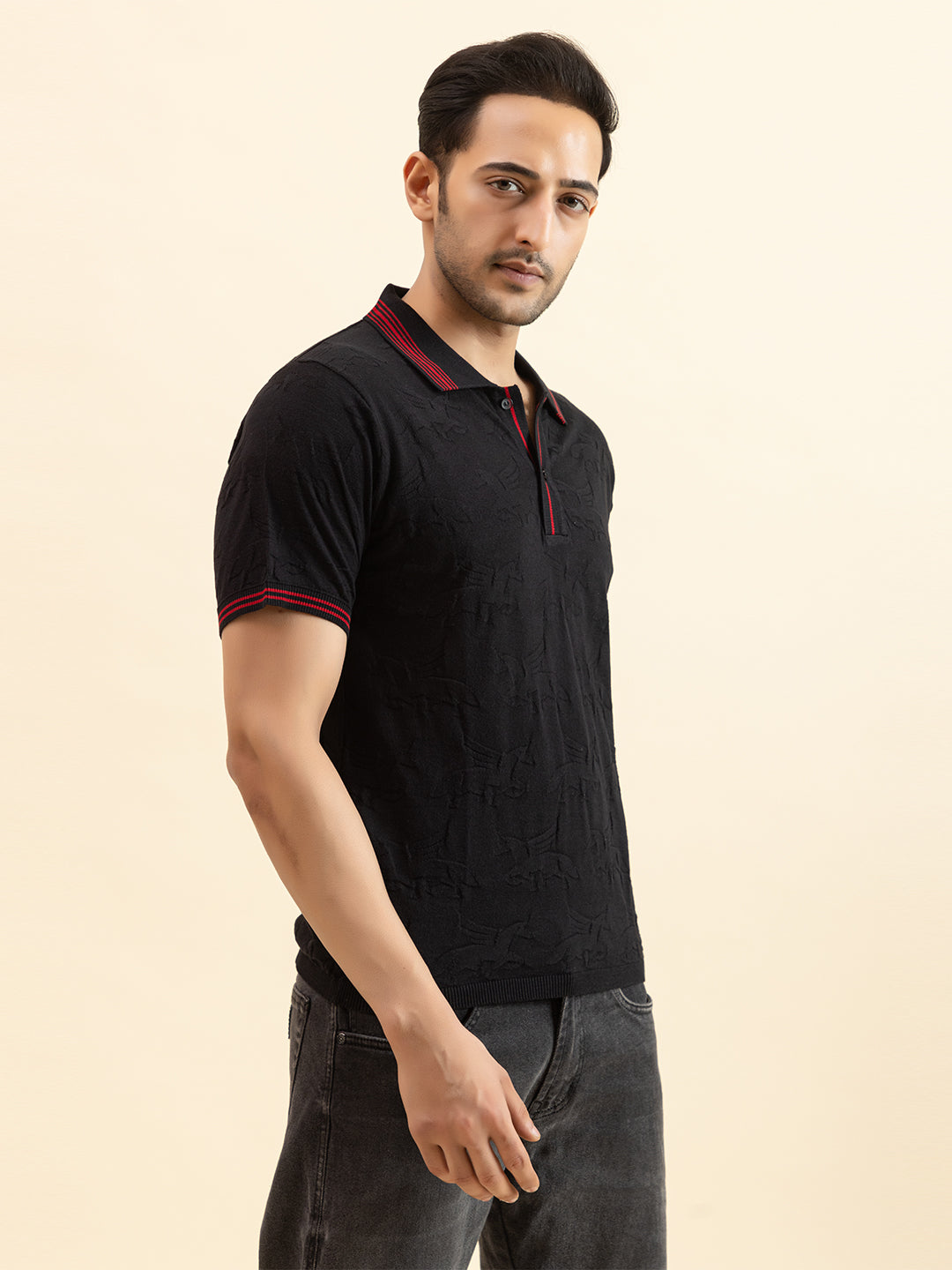 TEXTURED MUSTANG FINE KNIT POLO