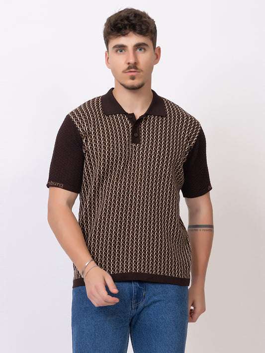 Y JAQUARD FINE KNIT POLO