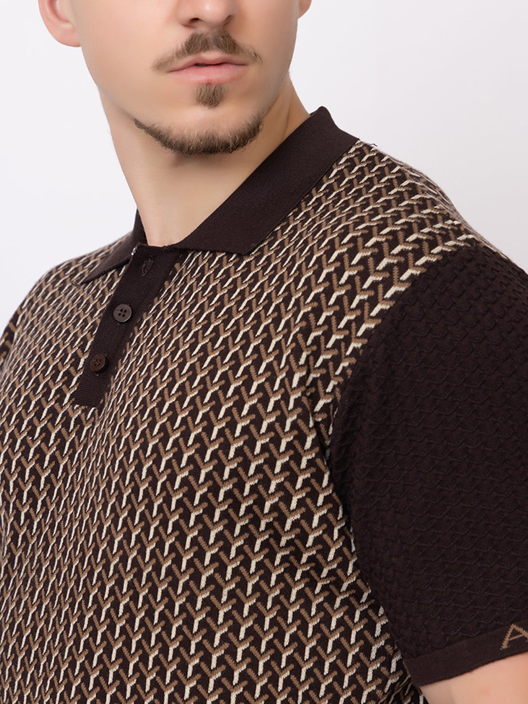 Y JAQUARD FINE KNIT POLO