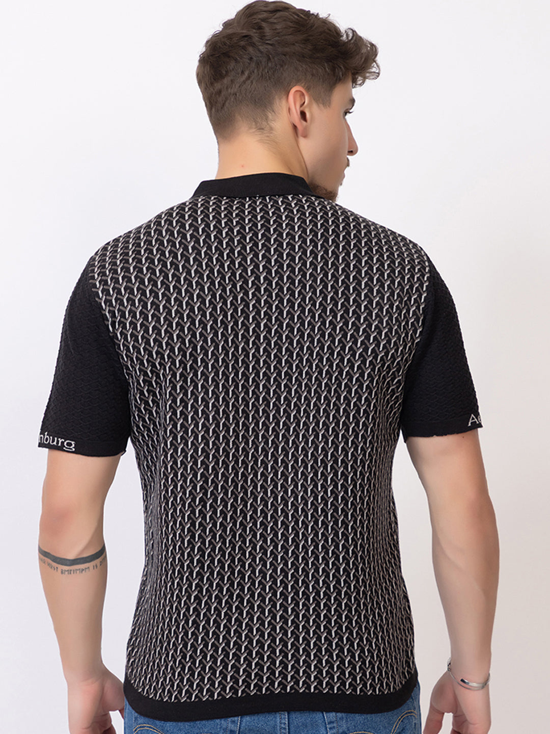 Y JAQUARD FINE KNIT POLO