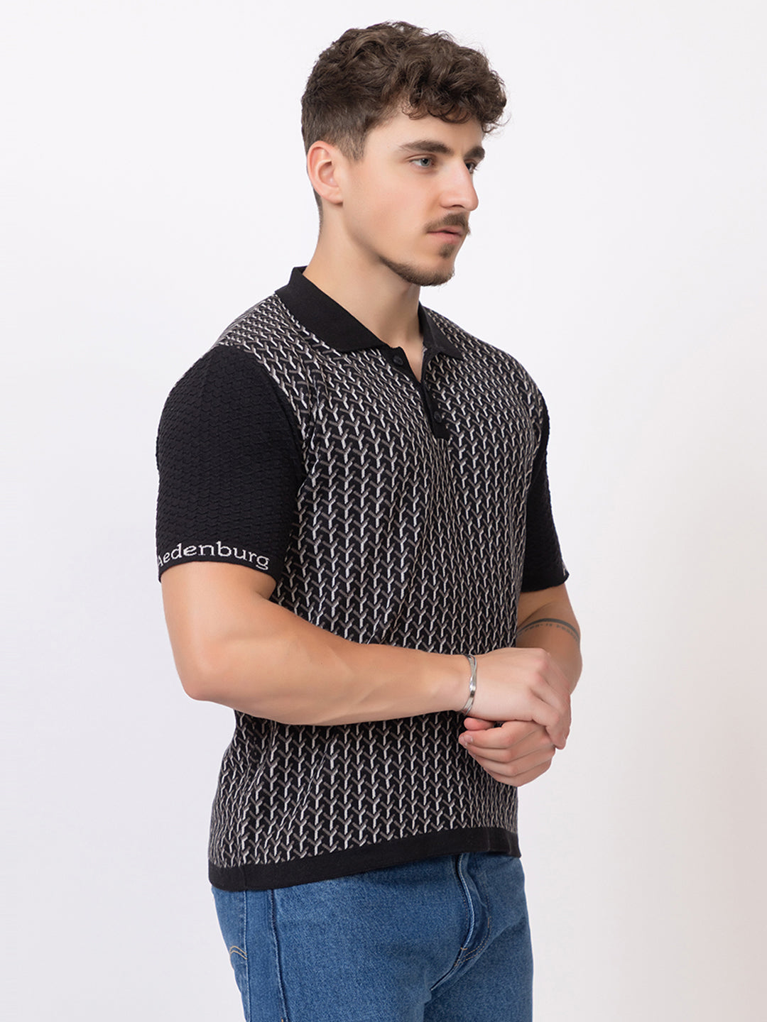 Y JAQUARD FINE KNIT POLO