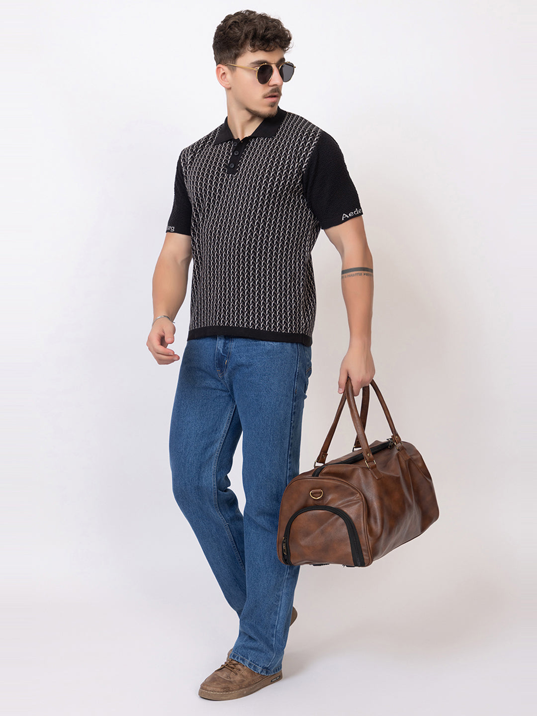 Y JAQUARD FINE KNIT POLO
