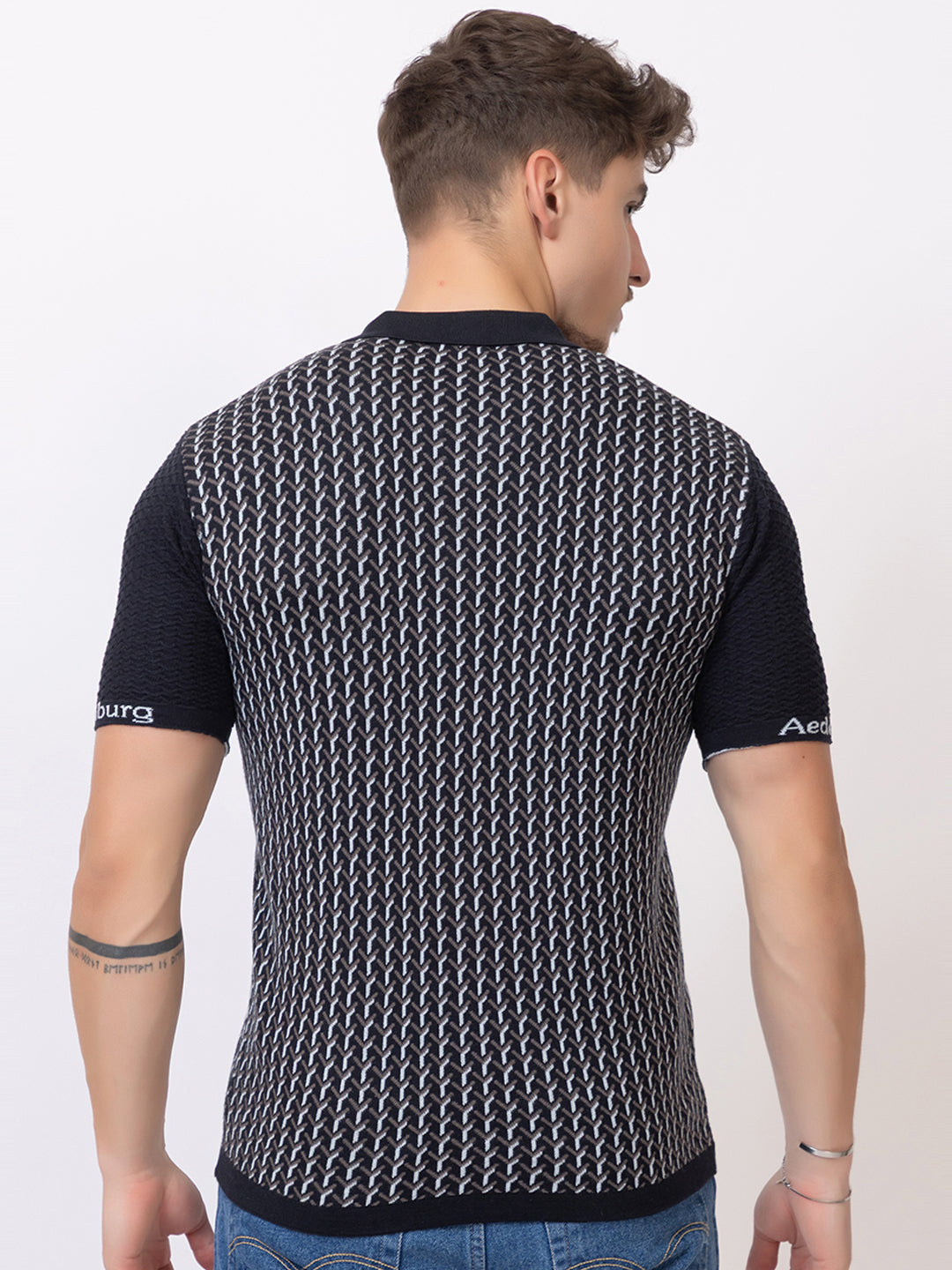 Y JAQUARD FINE KNIT POLO
