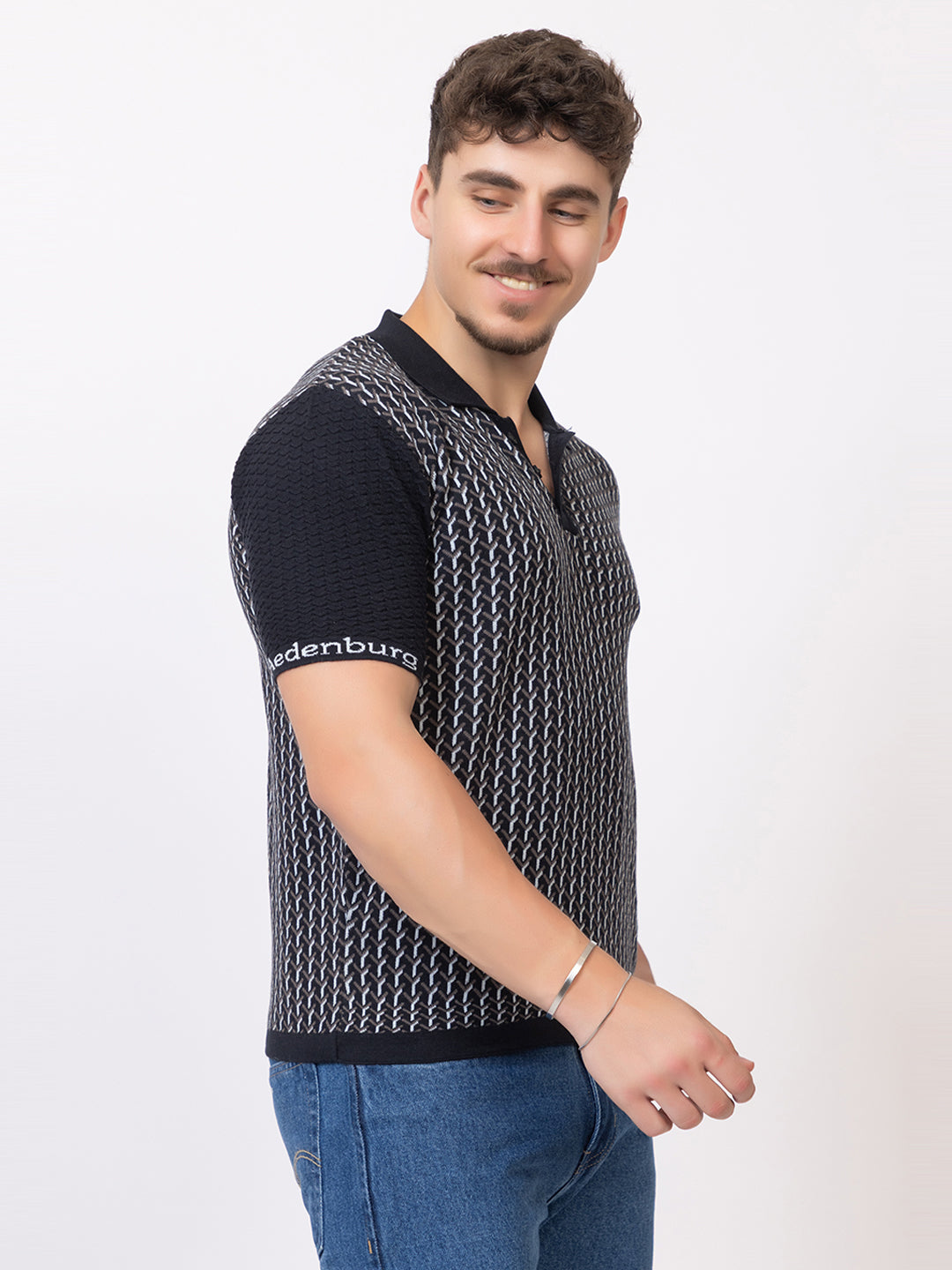 Y JAQUARD FINE KNIT POLO