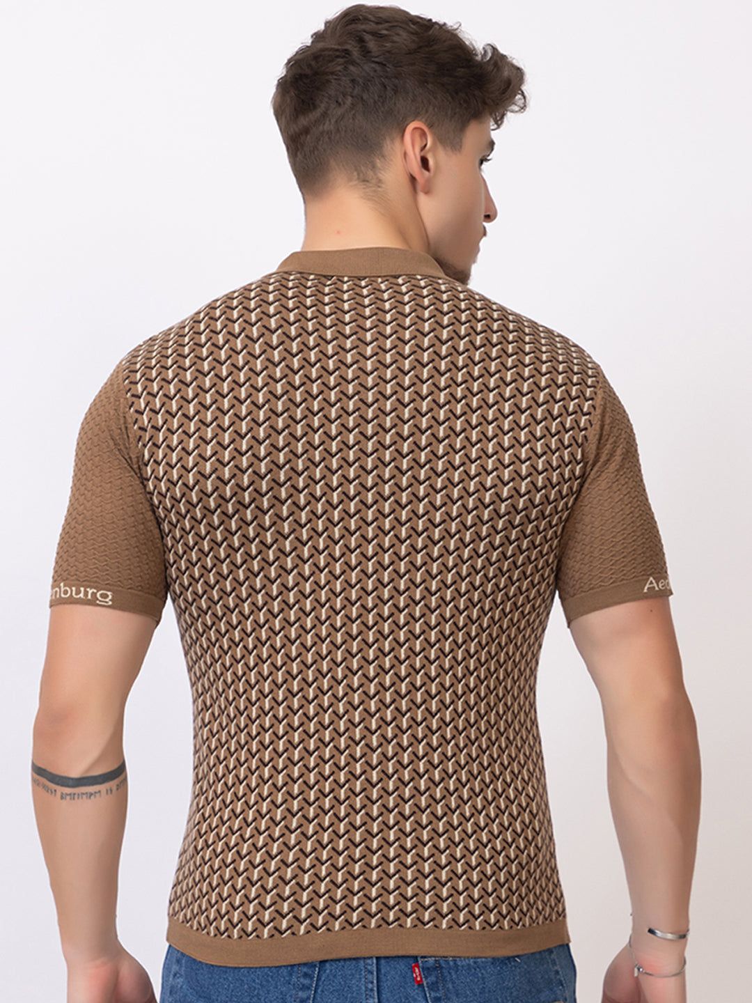 Y JAQUARD FINE KNIT POLO
