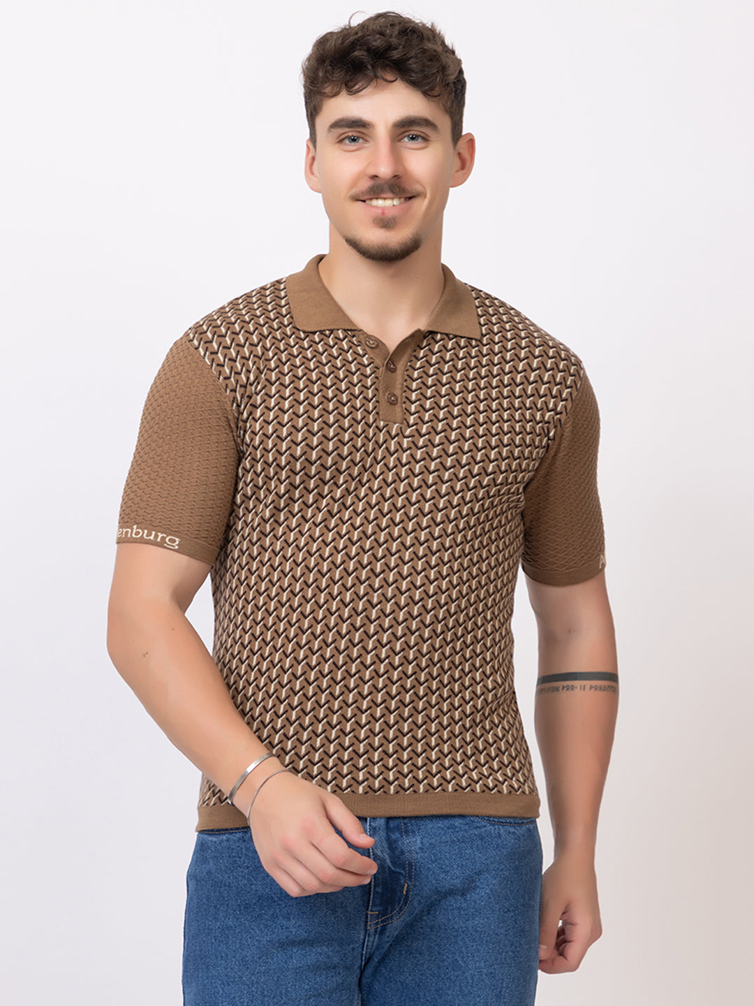 Y JAQUARD FINE KNIT POLO