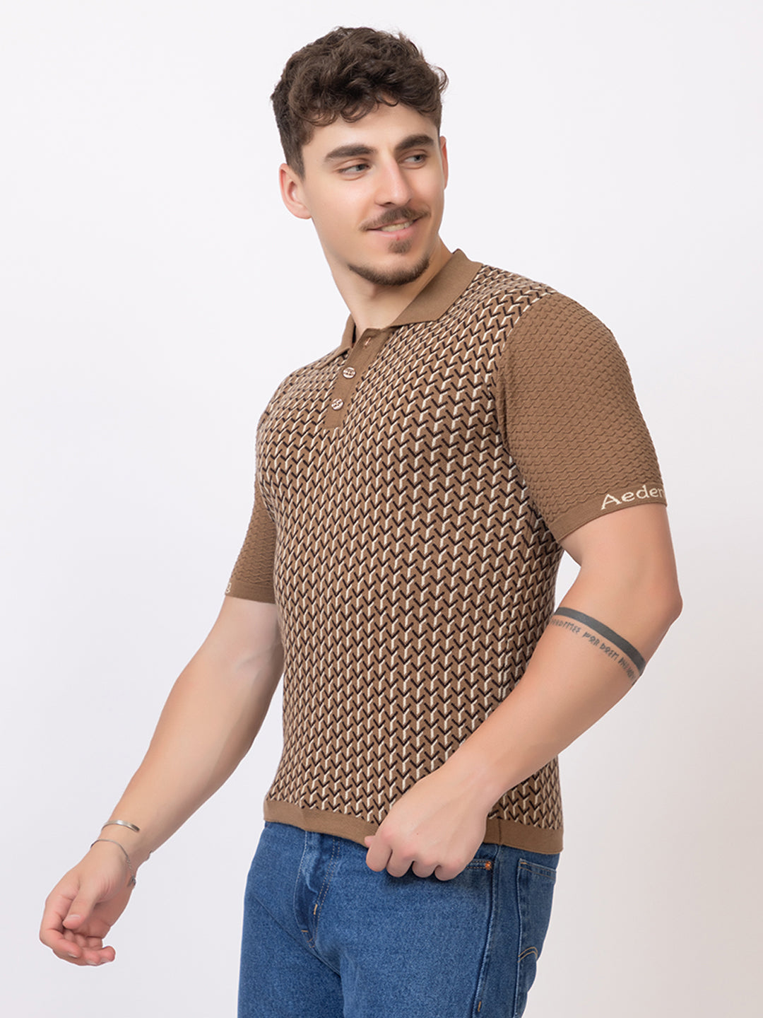 Y JAQUARD FINE KNIT POLO