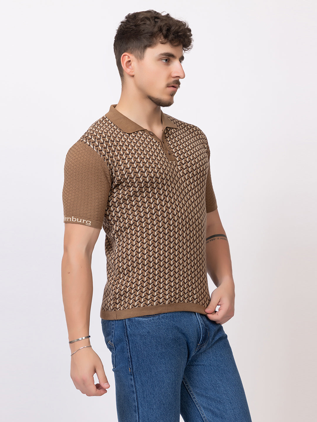Y JAQUARD FINE KNIT POLO