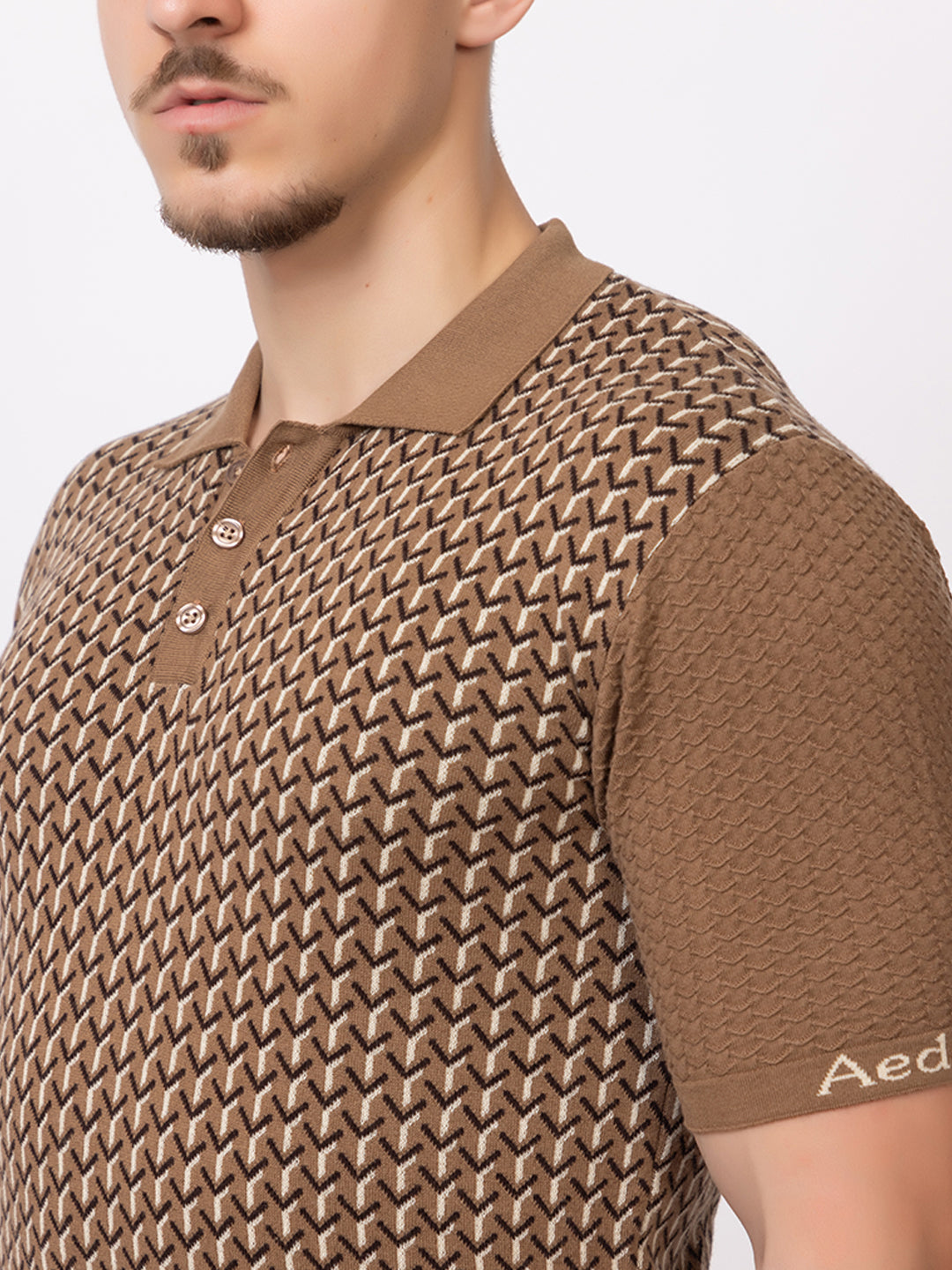 Y JAQUARD FINE KNIT POLO