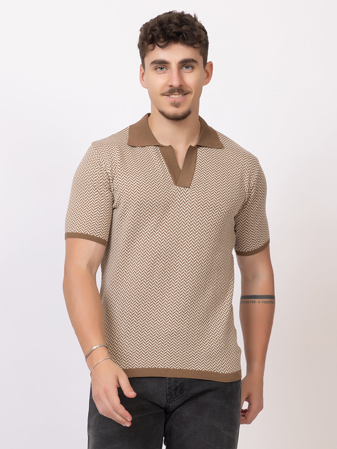 HEARING BONE FINE KNIT POLO