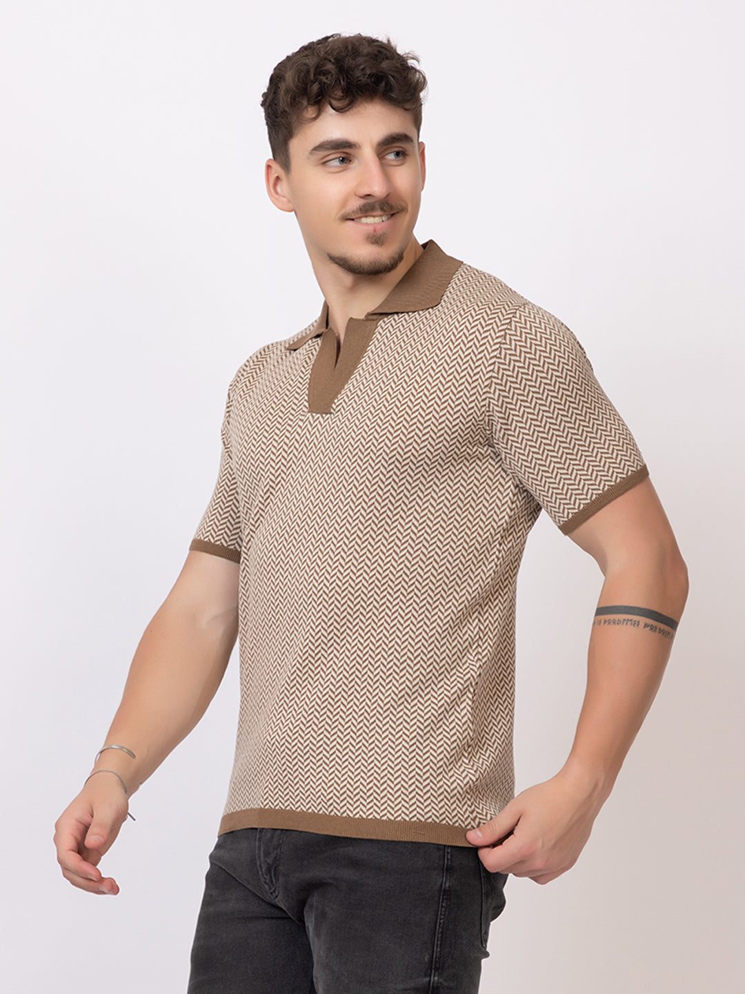 HEARING BONE FINE KNIT POLO