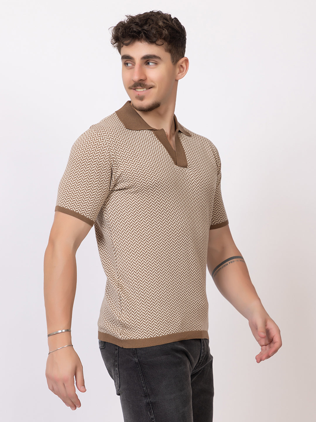 HEARING BONE FINE KNIT POLO
