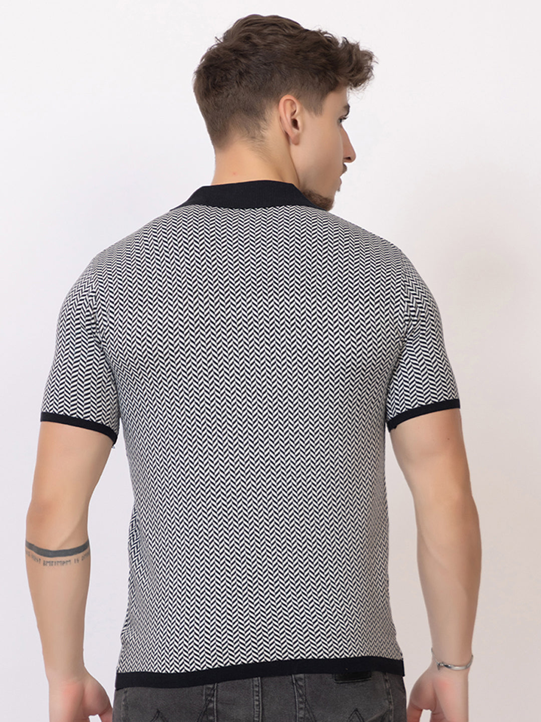 HEARING BONE FINE KNIT POLO