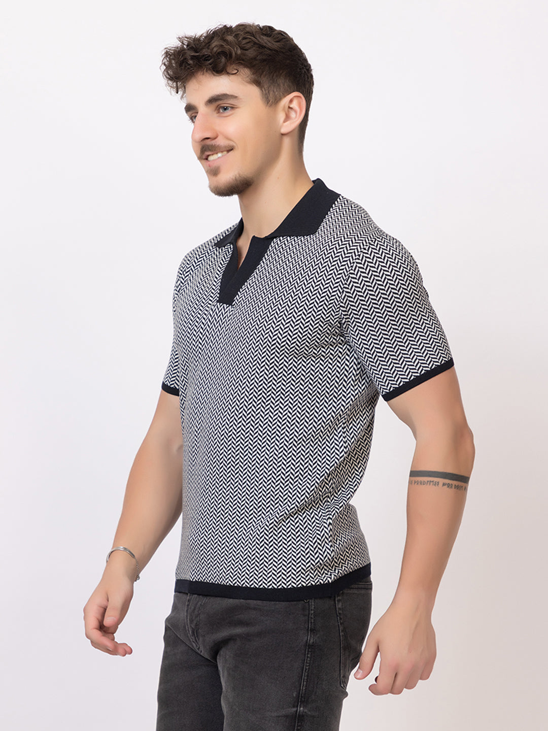 HEARING BONE FINE KNIT POLO