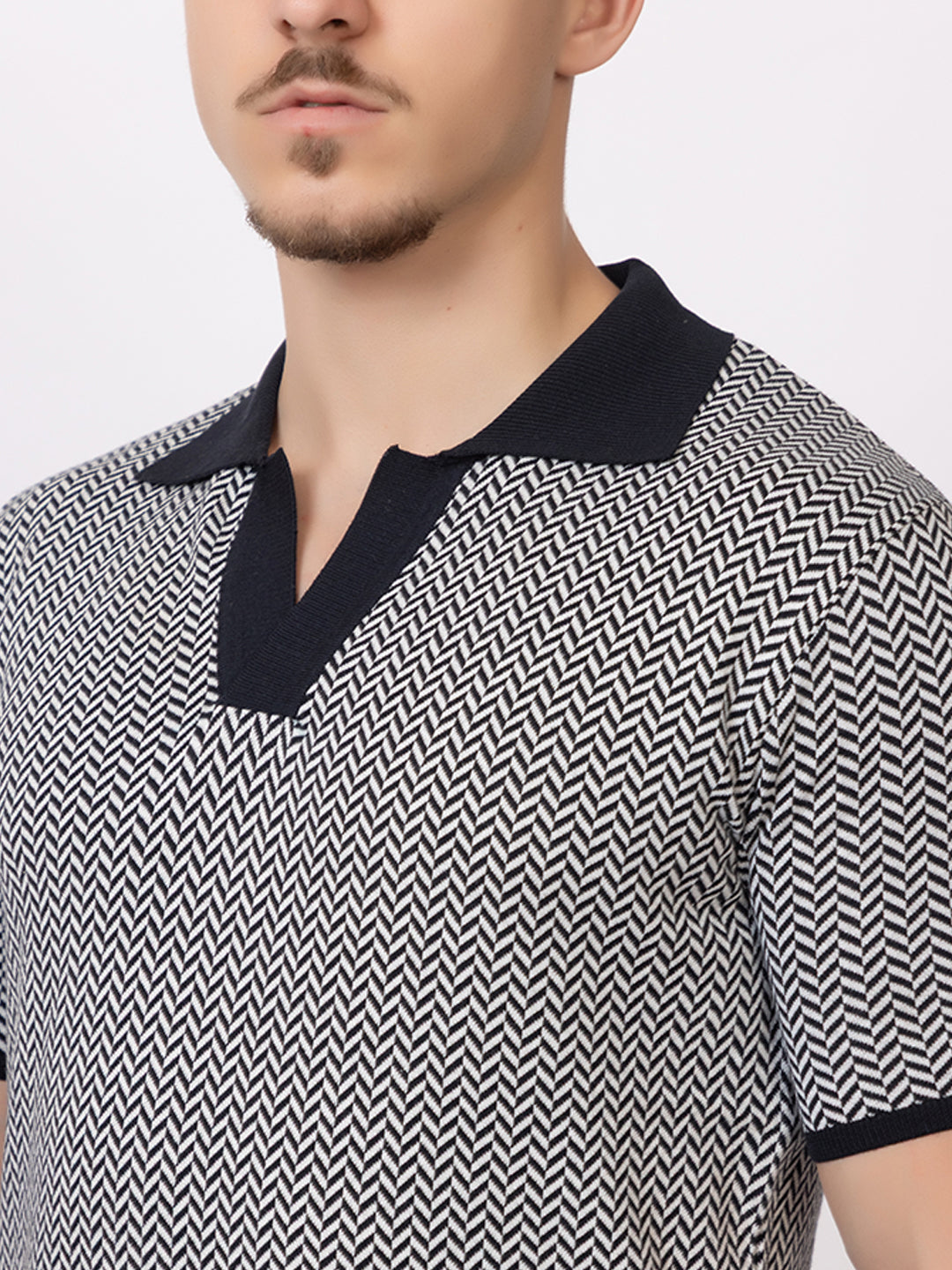 HEARING BONE FINE KNIT POLO