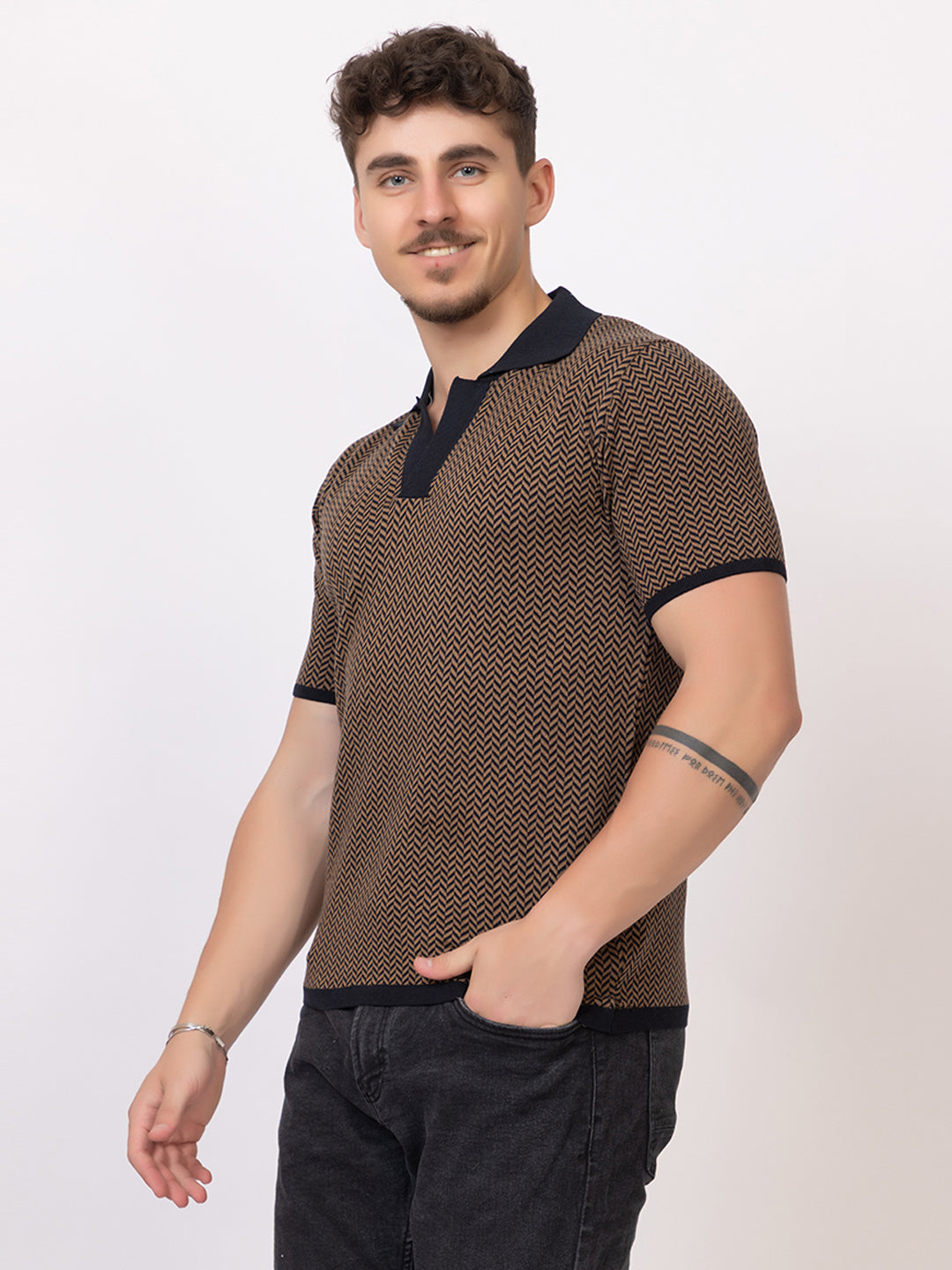 HEARING BONE FINE KNIT POLO