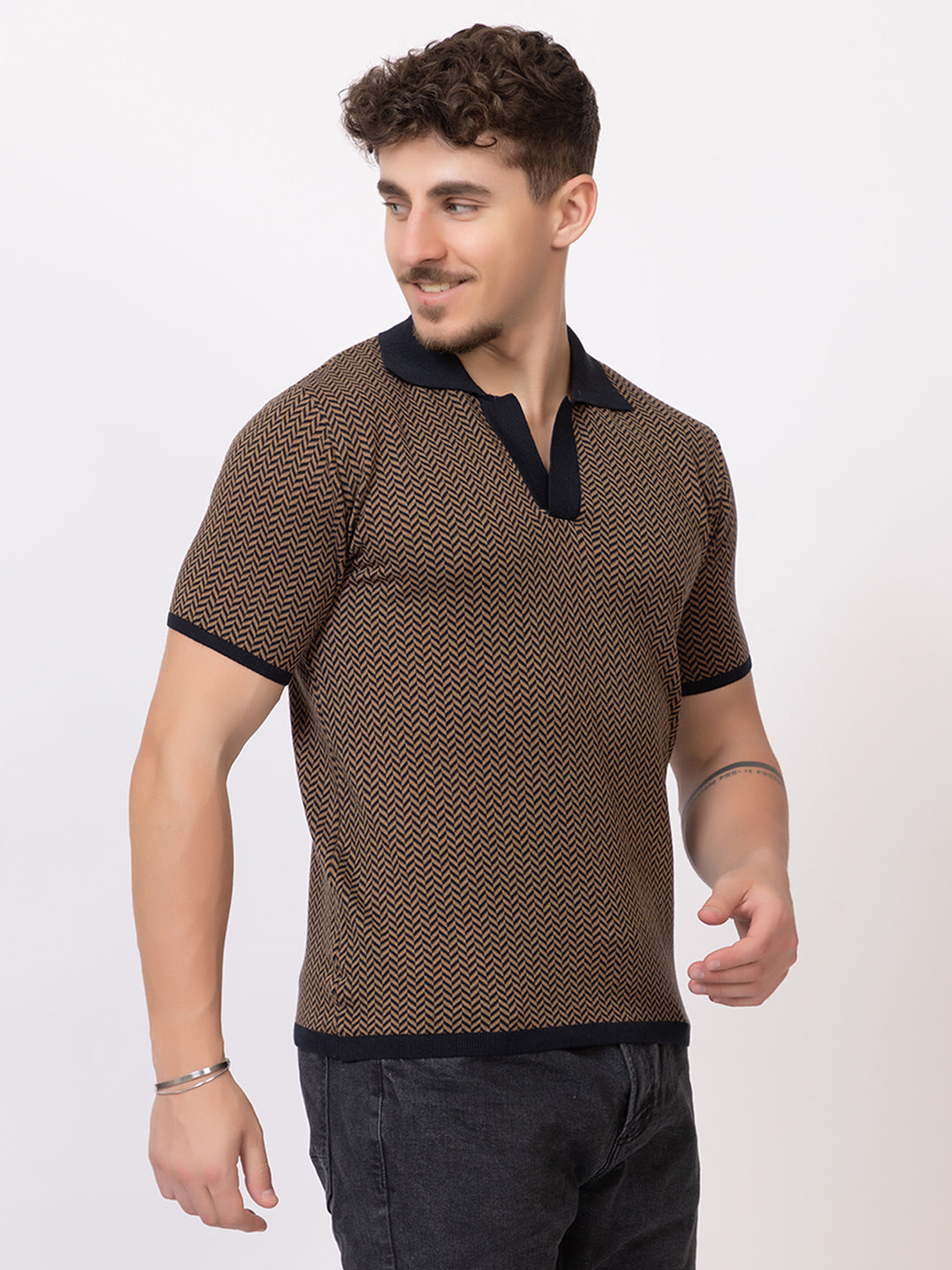 HEARING BONE FINE KNIT POLO