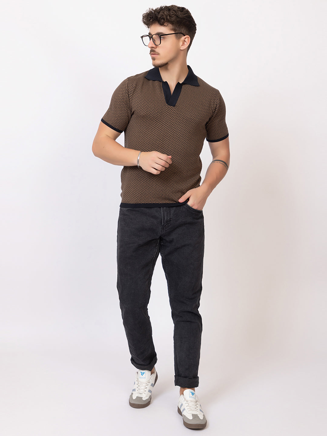 HEARING BONE FINE KNIT POLO